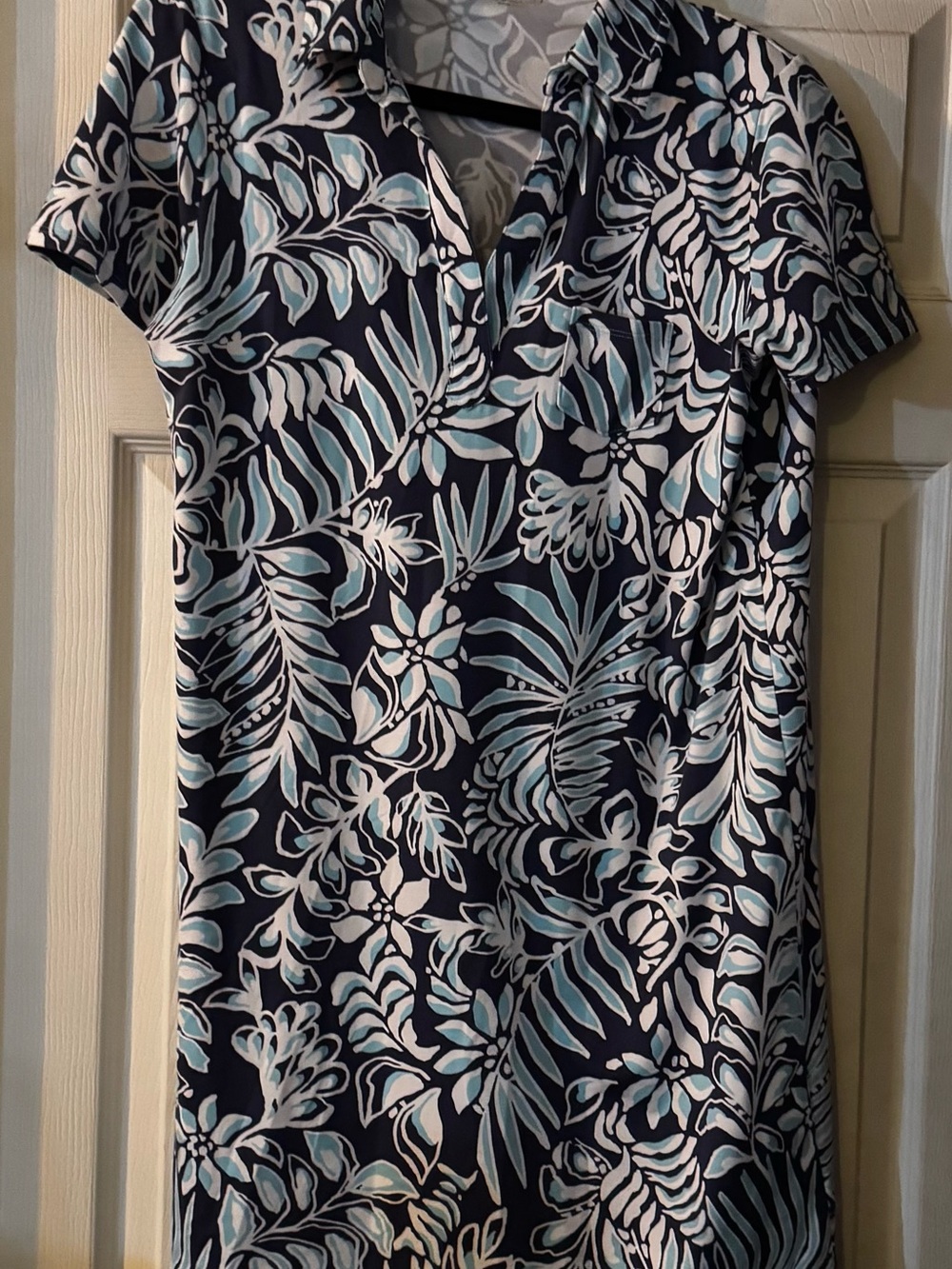 Lilly Pulitzer Dune UPF 50+ Short Sleeve Dress in the "Summer Shorelines" print